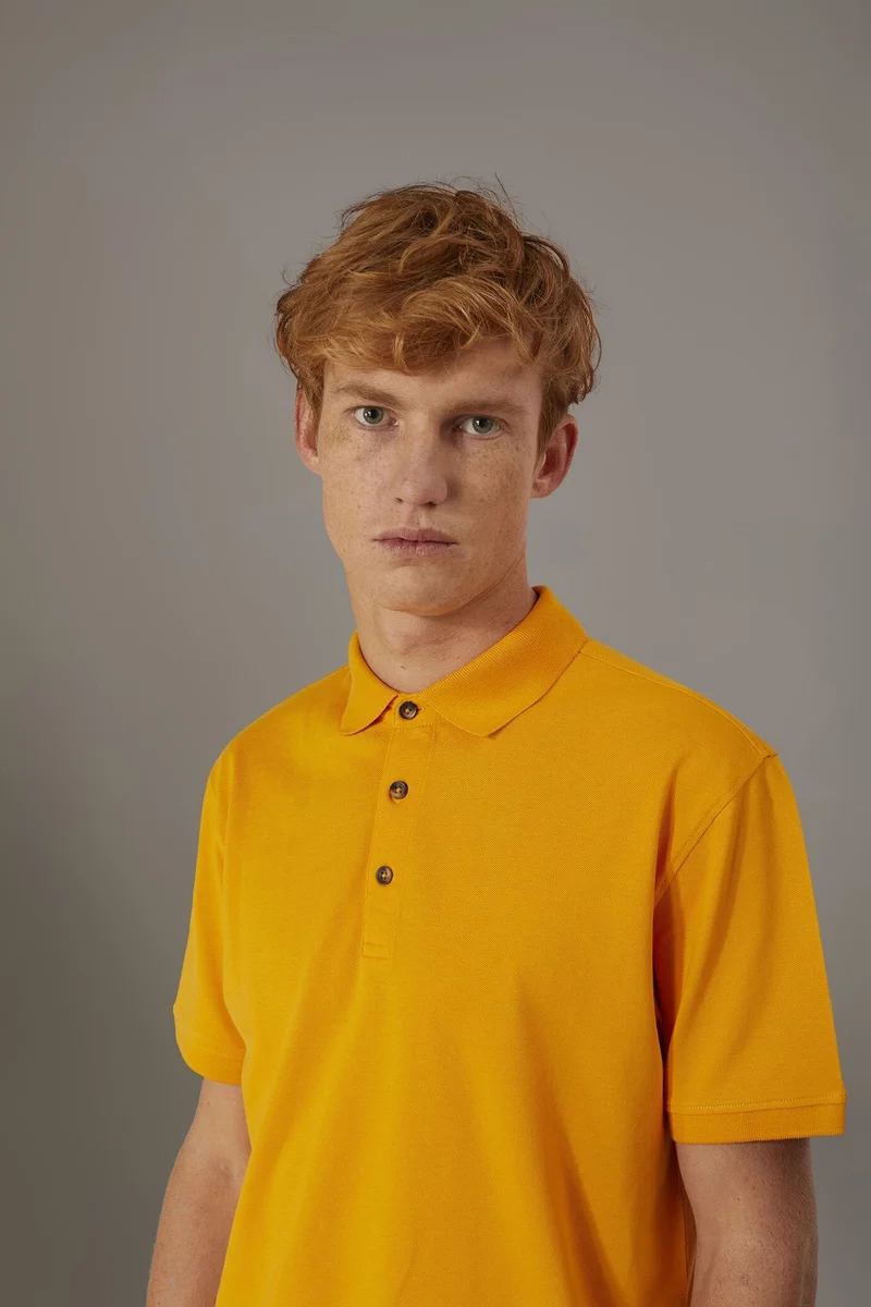 Doppelganger Yellow Short sleeve polo 100% cotton piquet - Yellow for Men | Best Price UAE