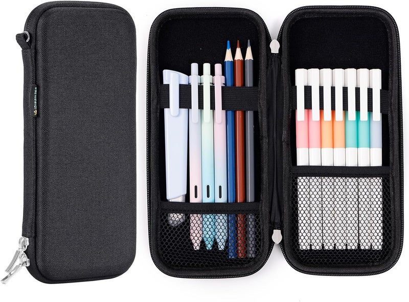 iDream365 Upgraded Hard Pencil Case Box for Adluts,Durable Pen Carrying Case with Zipper-Black - Image 1