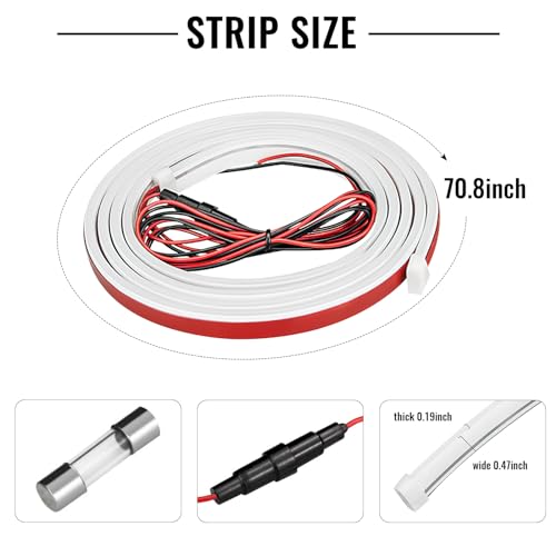 Hbxdeco Car Hood Light Strip, 71 Inches Waterproof Flexible LED Strip, Dynamic Scan Start Up Car Daytime Running Lights, Universal Auto Exterior Decor Accessories for Most Vehicles (White, 71 Inches) - Image 2