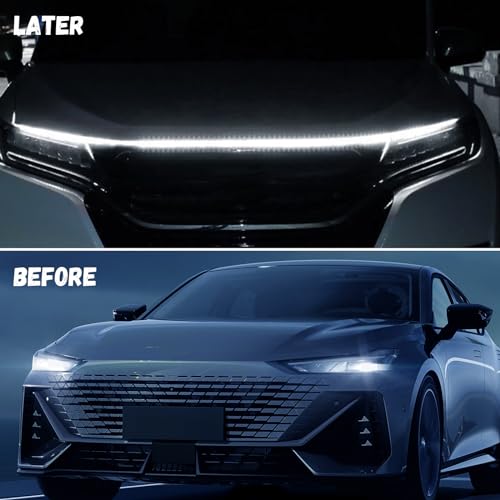 Hbxdeco Car Hood Light Strip, 71 Inches Waterproof Flexible LED Strip, Dynamic Scan Start Up Car Daytime Running Lights, Universal Auto Exterior Decor Accessories for Most Vehicles (White, 71 Inches) - Image 4