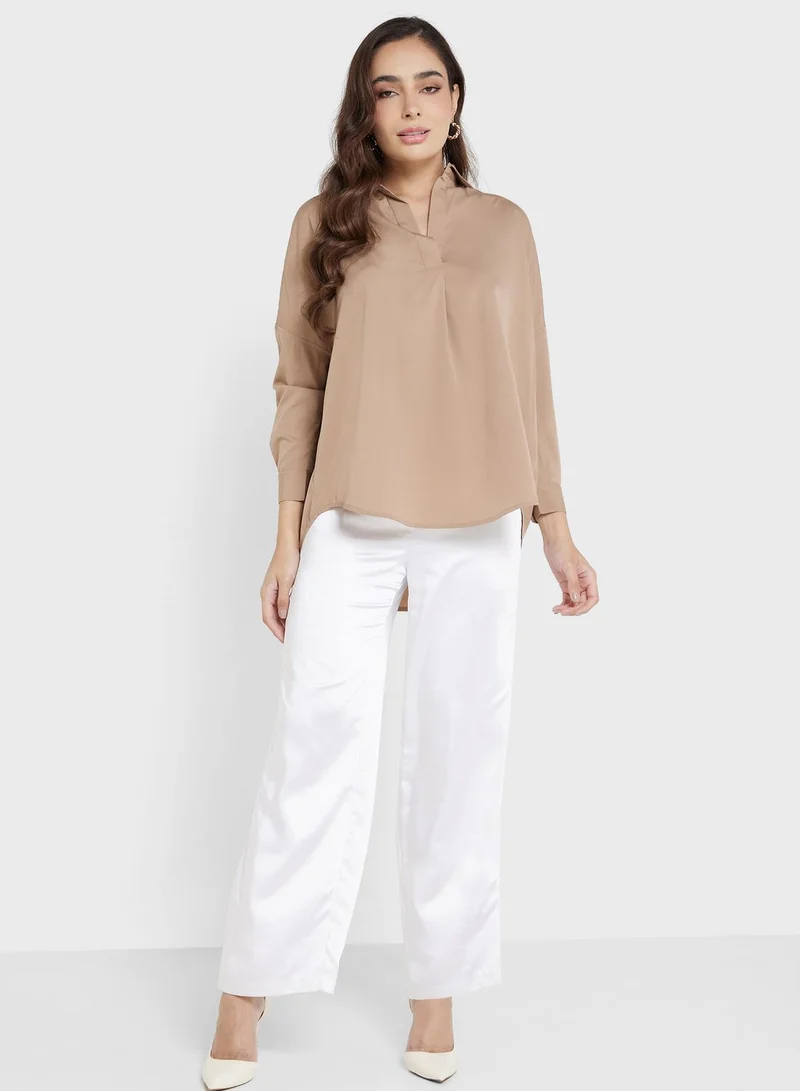 French Connection Buttoned Neck Top