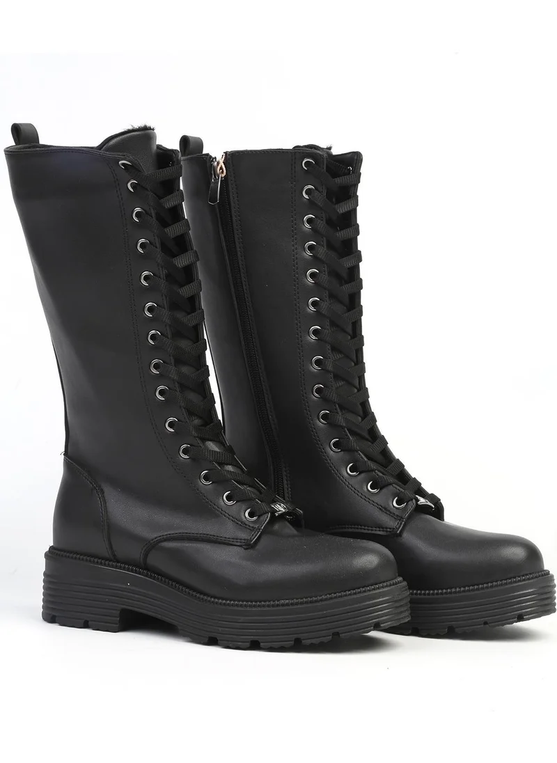 pierre cardin 52504 Rubber Non-Slip Sole Lace-Up Zippered Polar Fleece Women's Boots