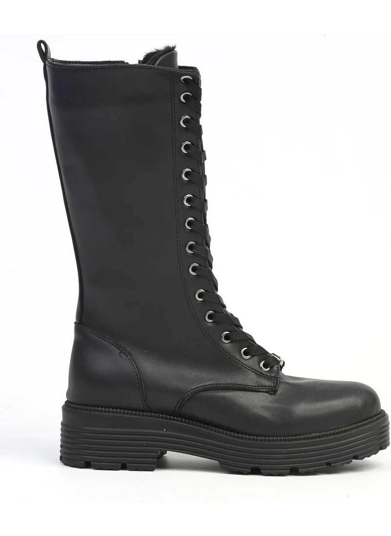 pierre cardin 52504 Rubber Non-Slip Sole Lace-Up Zippered Polar Fleece Women's Boots