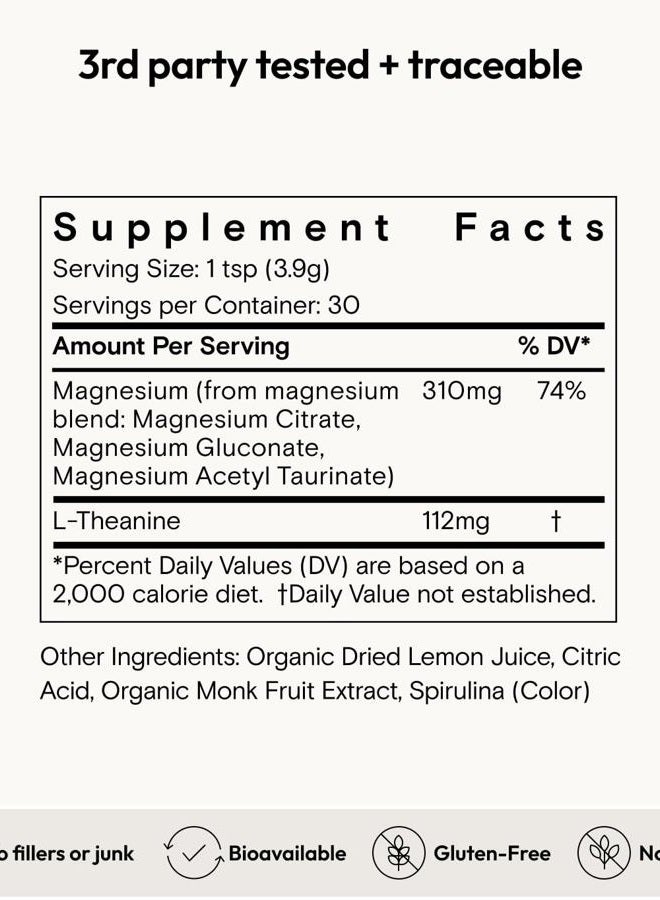 Moon Juice Magnesi-Om Calm, Relaxation & Regularity Supplement with Magnesium & L-Theanine - Blue Lemon Flavor Sugar-Free (4.2 oz) - Image 2