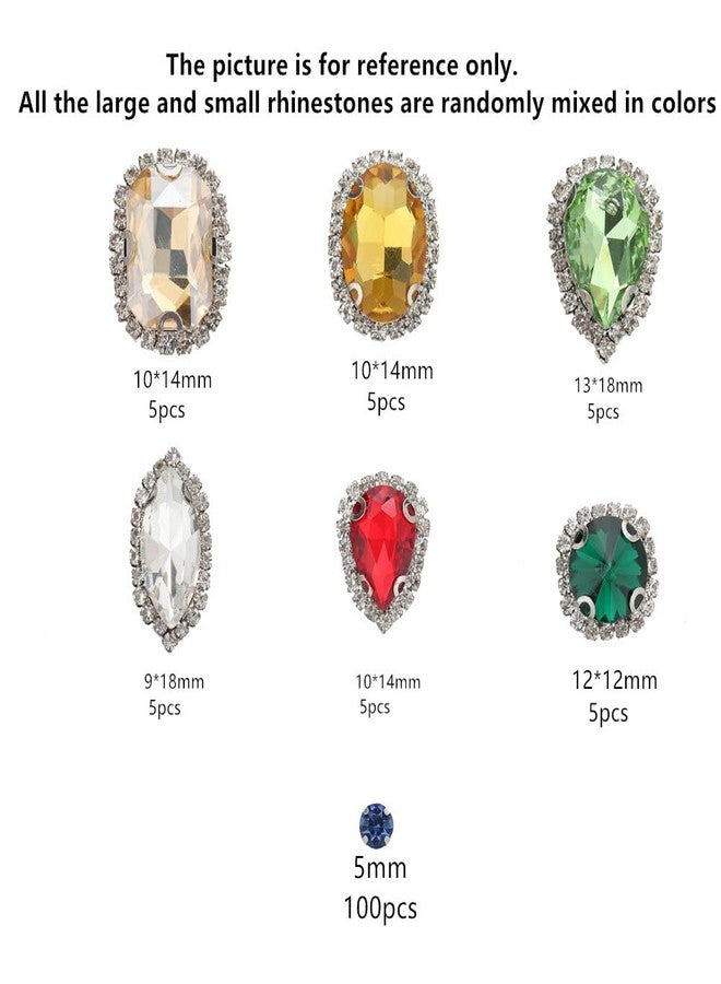 Choupee Sew On Rhinestones, Choupee 130PCS Sew On Glass Rhinestone Metal Back Prong Setting Sewing Claw Rhinestone Mixed Shapes for Costume, Clothes, Garments, Dress, Earring, Belt and Shoes - Image 2