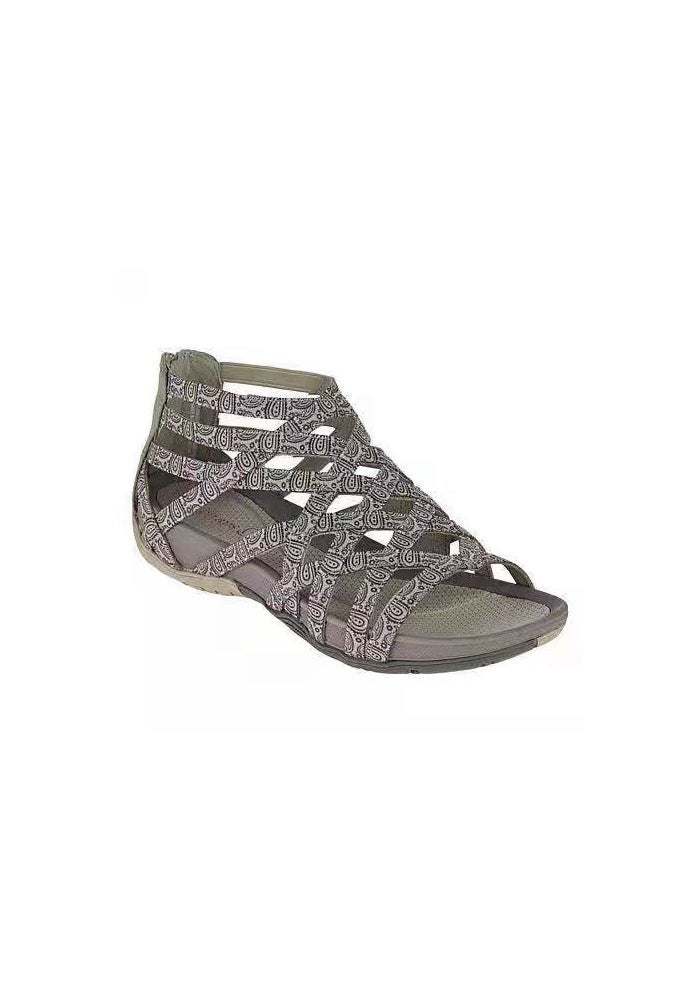 2021 spring and summer Foreign trade large size patent leather low-top breathable adult sports black fish mouth viscose shoes Roman women's sandals - Image 1
