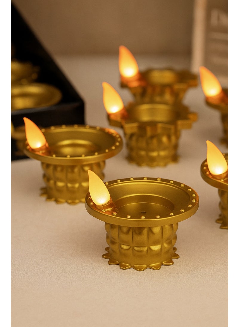 12Psc LED Water Sensor Diya for Diwali Decoration – Flameless Golden Floating Diyas with LED Lights, Battery Operated Tealight Candles for Pooja, Mandir, Festival & Home Decor (RMG-536) - Image 4