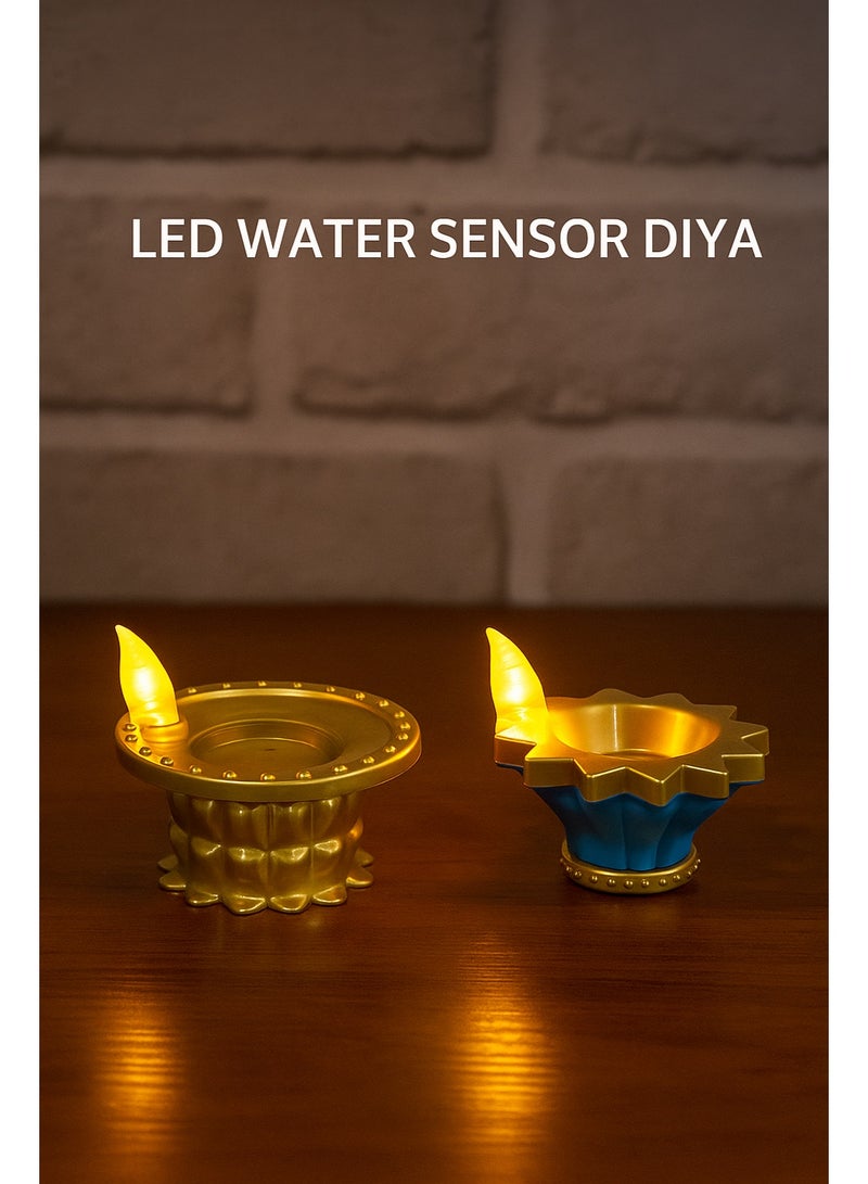 12Psc LED Water Sensor Diya for Diwali Decoration – Flameless Golden Floating Diyas with LED Lights, Battery Operated Tealight Candles for Pooja, Mandir, Festival & Home Decor (RMG-536) - Image 2