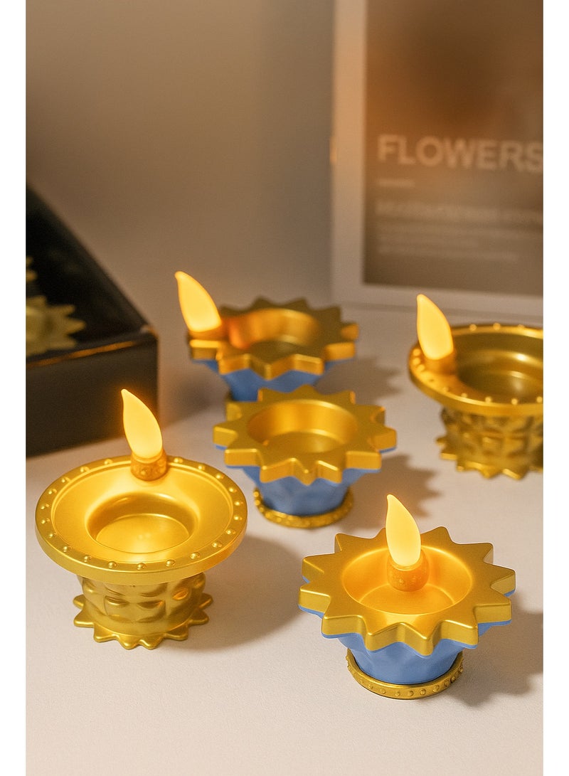 12Psc LED Water Sensor Diya for Diwali Decoration – Flameless Golden Floating Diyas with LED Lights, Battery Operated Tealight Candles for Pooja, Mandir, Festival & Home Decor (RMG-536) - Image 1