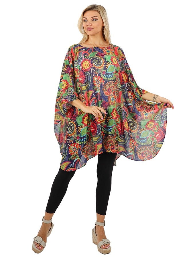Zmurud "Chiffon Poncho - Printed "  - Image 2