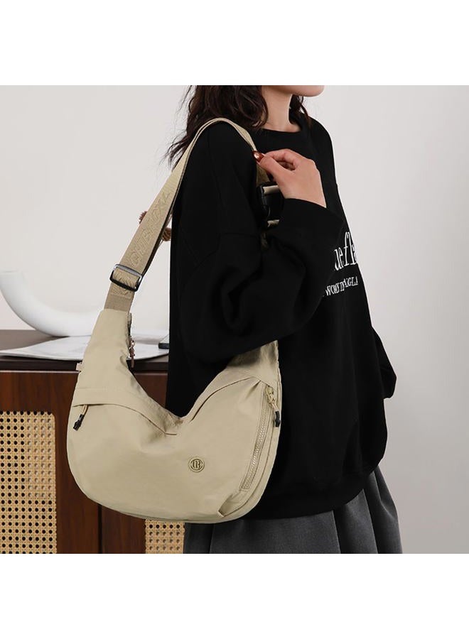 BEFUNIRISE Nylon Crescent Crossbody Luna Bag for Women Men Moon Shoulder Spacious Lightweight Sling Casual Hobo Dumpling Purses, Pure Black, Medium - Image 3