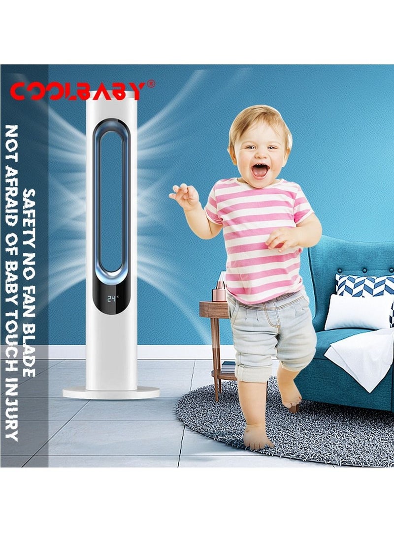 Cool Baby - COOLBABY tower bladeless fan 15-hour long timer 3-speed adjustable three-color atmosphere light negative ion air purification whole house circulating wind - Image 1