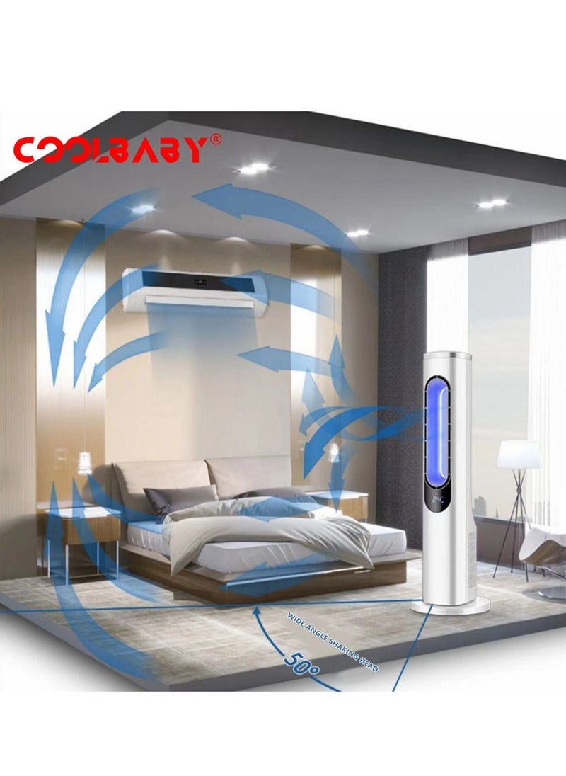 Cool Baby - COOLBABY tower bladeless fan 15-hour long timer 3-speed adjustable three-color atmosphere light negative ion air purification whole house circulating wind - Image 1
