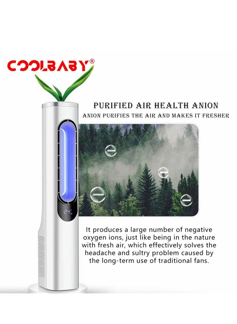 Cool Baby - COOLBABY tower bladeless fan 15-hour long timer 3-speed adjustable three-color atmosphere light negative ion air purification whole house circulating wind - Image 1