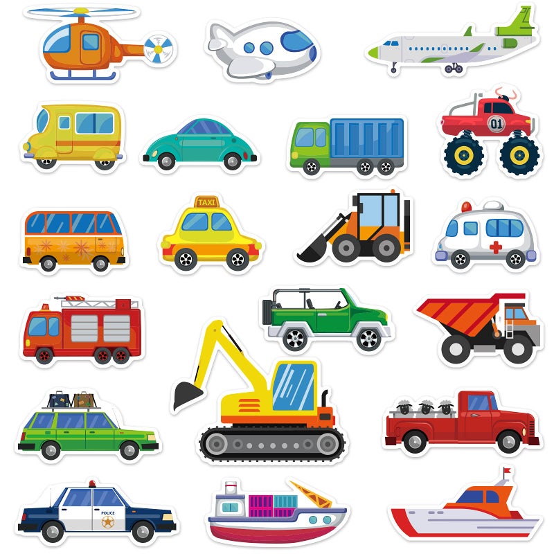 Tevxj 20 PCS Transportion Thick Gel Clings Vehicle Window Gel Clings Decals Stickers for Kids Toddlers and Adults Home Airplane Classroom Nursery Winter Car Party Supplies Decorations - Image 1