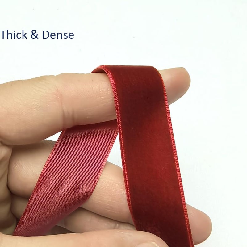 Chenkou Craft 5 Yards Velvet Ribbon Christmas Docoration Craft Packing (Dark Red, 3/4"(20mm)) - Image 3