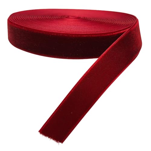 Chenkou Craft 5 Yards Velvet Ribbon Christmas Docoration Craft Packing (Dark Red, 3/4"(20mm)) - Image 1