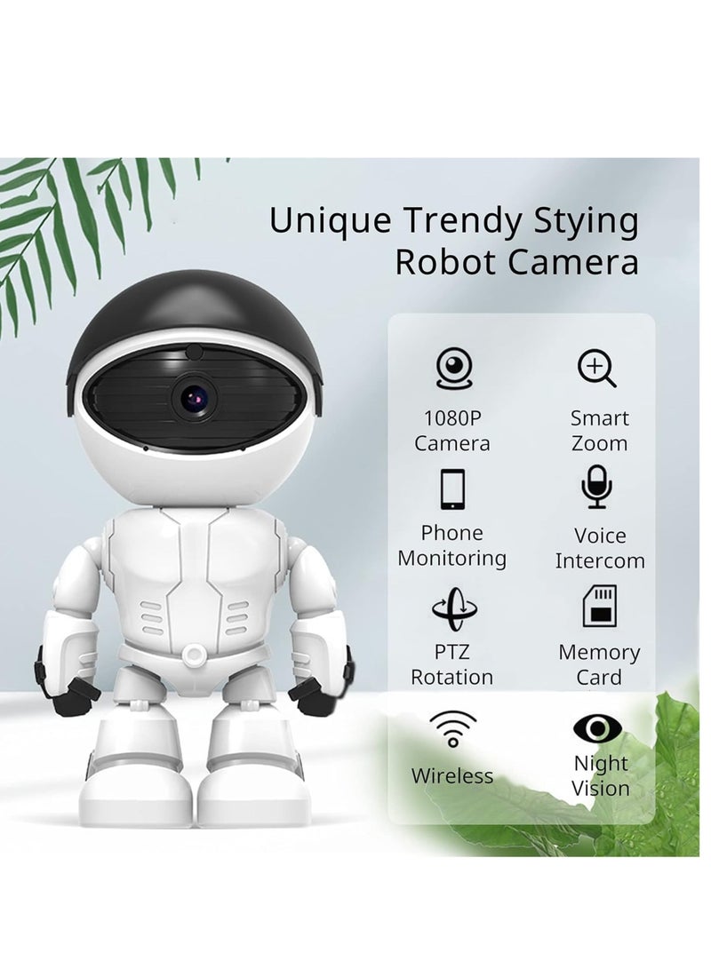 1080P Home Security Wireless Camera, Robot IP Camera WiFi Surveillance Camera Baby Monitor for Baby/Pet Support 360˚ View, 2 Audio, Motion Tracking, Yoosee App Remote Access, White - Image 2