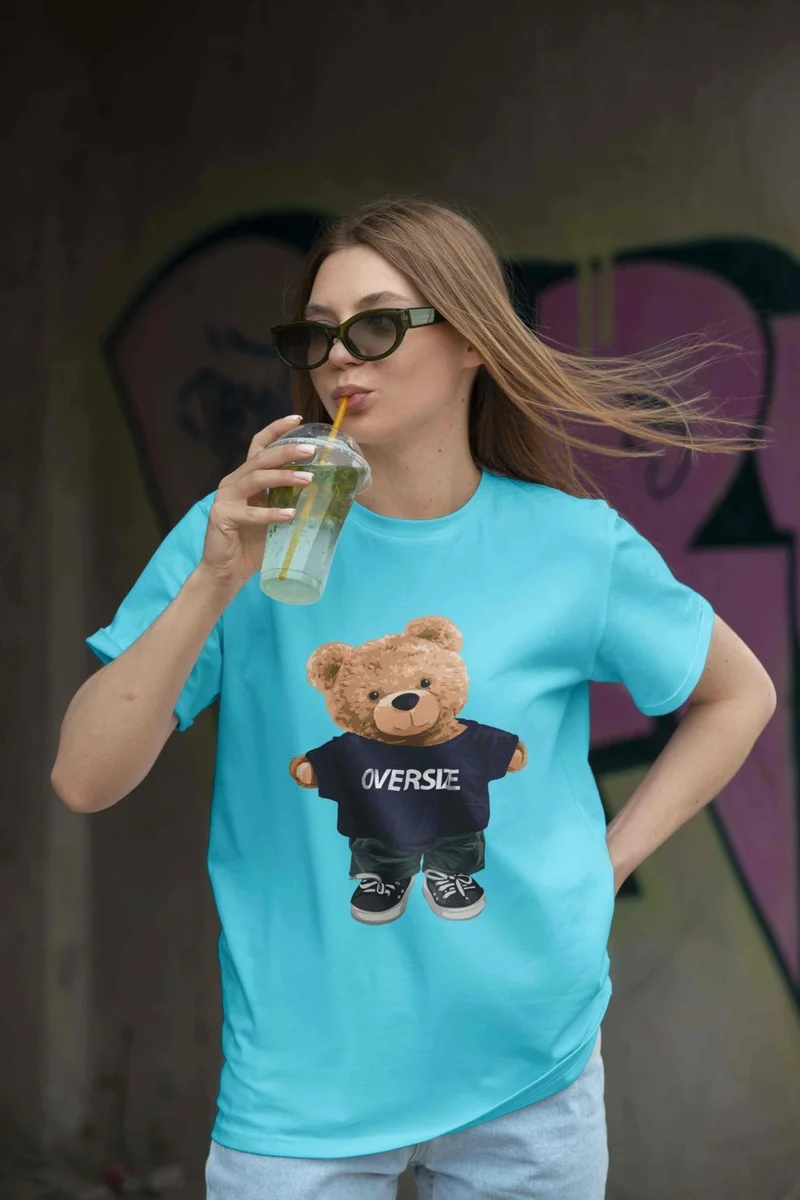 دوغ فش Teddy Women's Oversize Blue T-Shirt