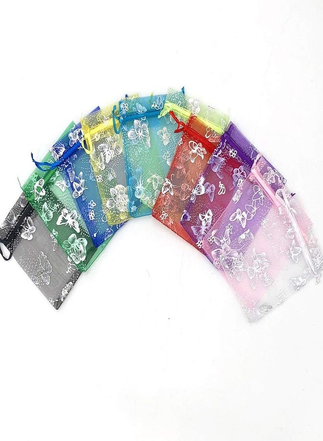Stratalife Small Organza Bags Jewelry Pouches with Drawstring Sachet Candy Party Favors Goodie Bags 3.54''x4.72'' 100PCS (Mixed Butterfly - Image 3