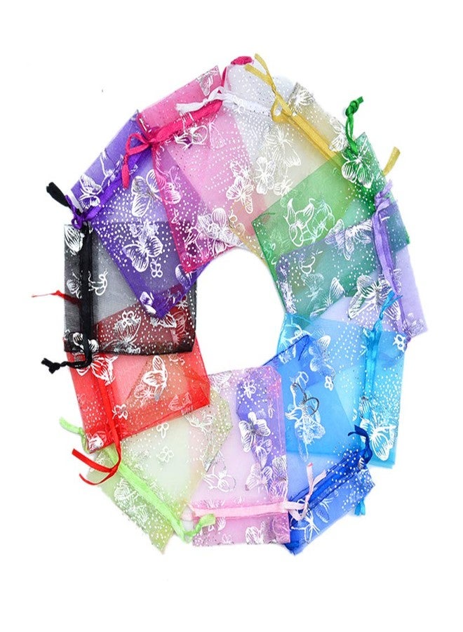 Stratalife Small Organza Bags Jewelry Pouches with Drawstring Sachet Candy Party Favors Goodie Bags 3.54''x4.72'' 100PCS (Mixed Butterfly - Image 1