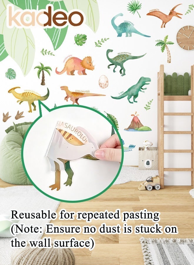kadeo Dinosaur Wall Stickers for Kids Room Decor, Cartoon Dinosaur Wall Decals, Jurassic Theme Nursery Wall Art, Boys Bedroom Wallpaper Sticker, Peel and Stick Removable Waterproof PVC Wall Decoration - Image 3