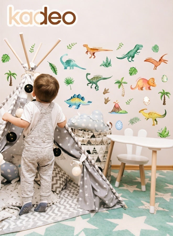 kadeo Dinosaur Wall Stickers for Kids Room Decor, Cartoon Dinosaur Wall Decals, Jurassic Theme Nursery Wall Art, Boys Bedroom Wallpaper Sticker, Peel and Stick Removable Waterproof PVC Wall Decoration - Image 5