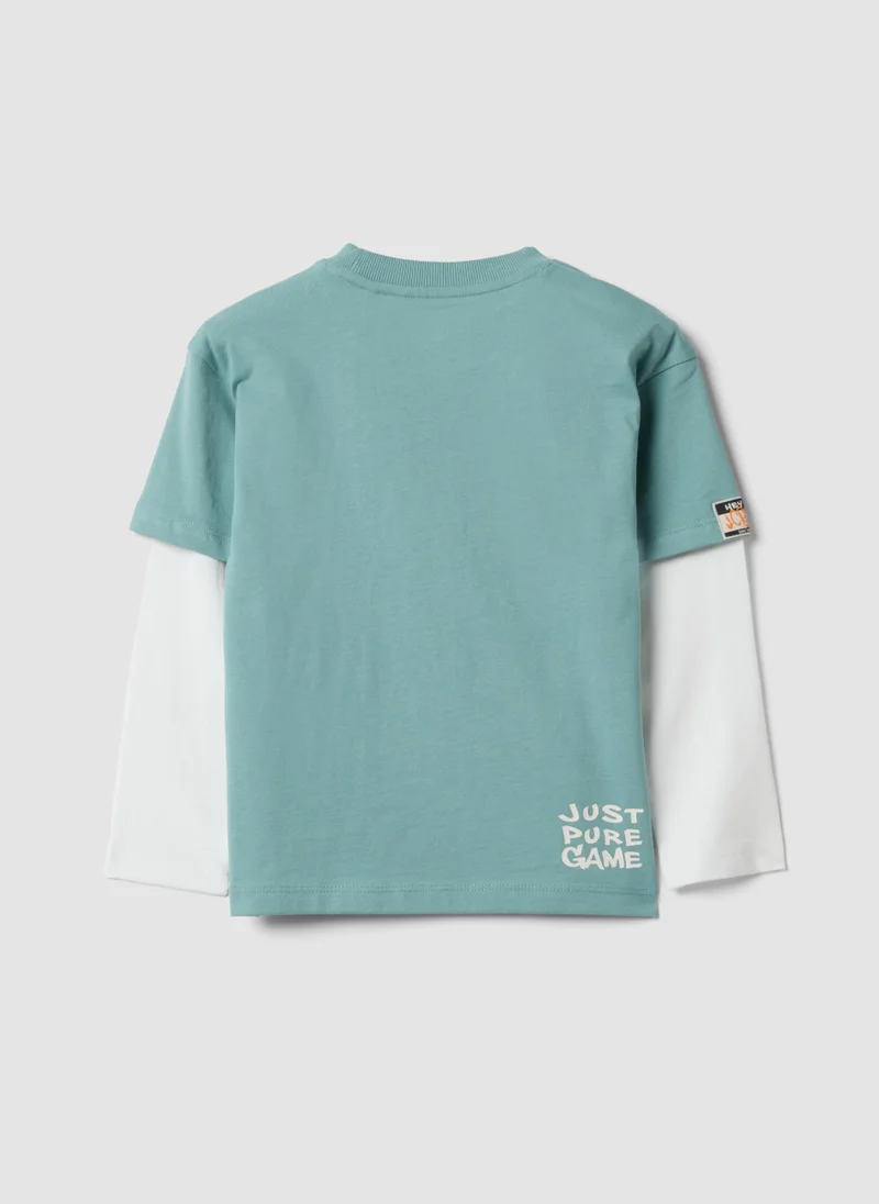 Ovs OVS Green long-sleeve pure cotton jersey T-shirt