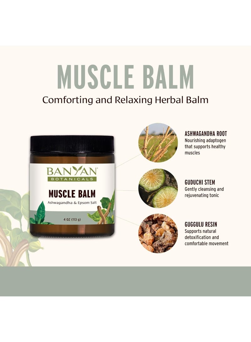Banyan Botanicals Banyan Botanicals Muscle Balm – Organic Muscle Massage Balm with Ashwagandha Root & Epsom Salt – Supports Healthy Circulation & Soothes Tired Muscles – 4oz – Non GMO Sustainably Sourced Petroleum Free - Image 2