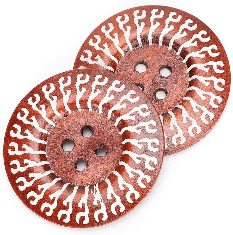 Vintage Print Wood Sewing Buttons 4 Holes 6cm 20pcs For Crafts Clothes Sweater Decor - Image 5