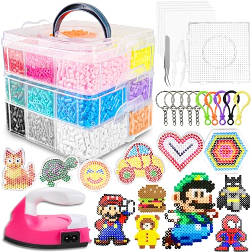FUNZBO 12000 5mm Fuse Beads Kit Iron Set - Toys Gifts for Kids Crafts for Girls Ages 8-12, Arts and Crafts for Kids Ages 6-8, Gifts for Girls Boys Age 5 6 7 8 9 10 11 12 Year Old - Image 1