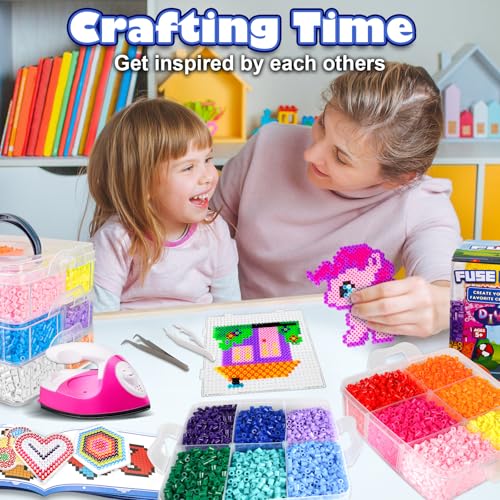 FUNZBO 12000 5mm Fuse Beads Kit Iron Set - Toys Gifts for Kids Crafts for Girls Ages 8-12, Arts and Crafts for Kids Ages 6-8, Gifts for Girls Boys Age 5 6 7 8 9 10 11 12 Year Old - Image 5