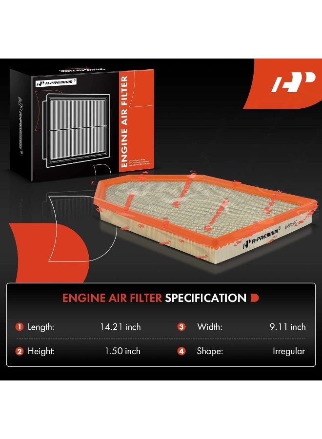 A-Premium Engine Air Filter Compatible with Chrysler 300 & Dodge Challenger, Charger, 2011-2022, 3.6L 5.7L 6.4L, Flexible Panel, Replace# 4861746AA  - Image 2