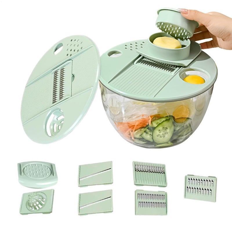 Green Salad Bowl Centrifuge With Cutter for Vegetables and Fruits - Image 2