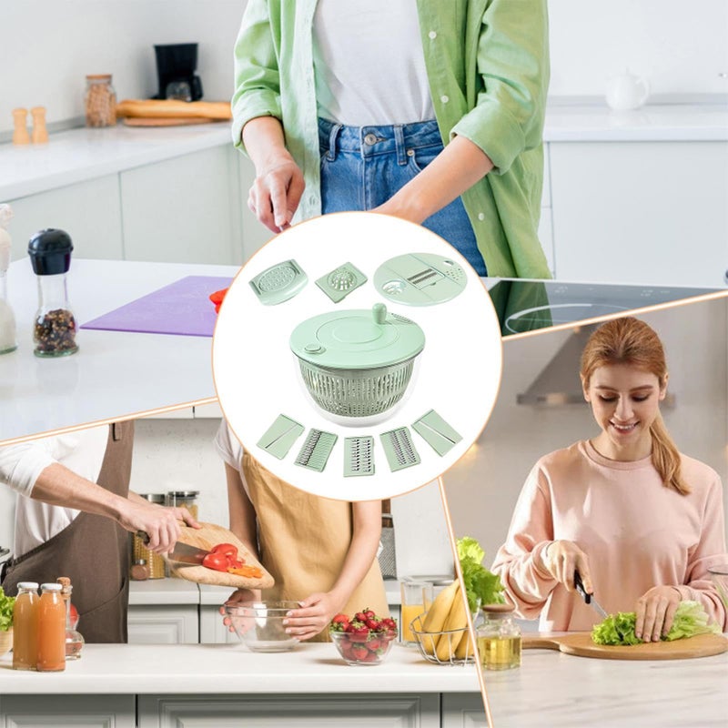 Green Salad Bowl Centrifuge With Cutter for Vegetables and Fruits - Image 5