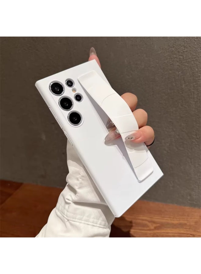 Galaxy S24 Ultra Case with Silicon Wrist Strap– Shockproof, Anti-Fingerprint, Slim Protective Cover - White - Image 5