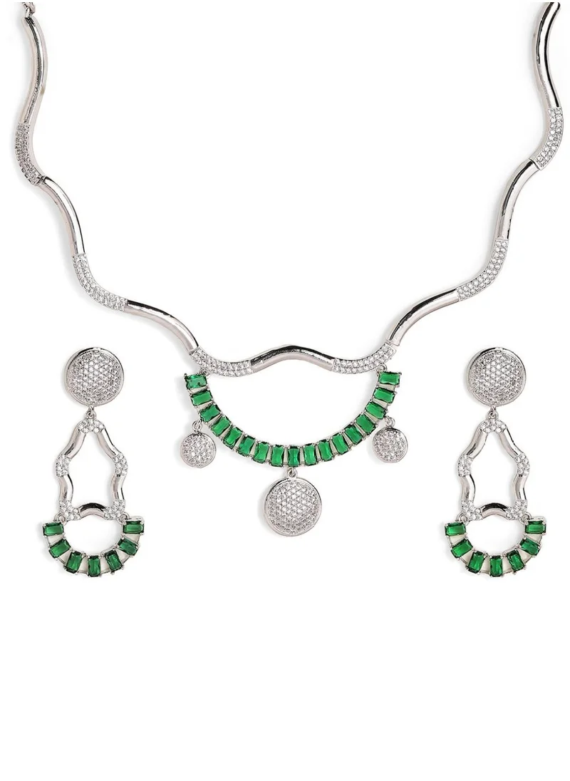 Priyaasi Statement Elegance American Diamond-Studded Jewellery Set