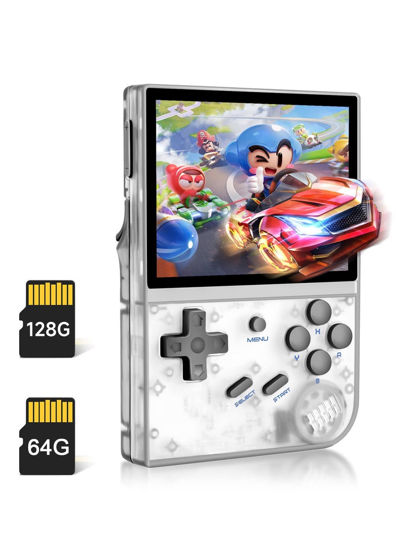 ANBERNIC  RG35XX Handheld Game Console, 3.5 Inch IPS Screen Linux System Retro Video Games Consoles, Portable Pocket Video Player with 8000+ Games (White, 64G+128G)  - Image 1