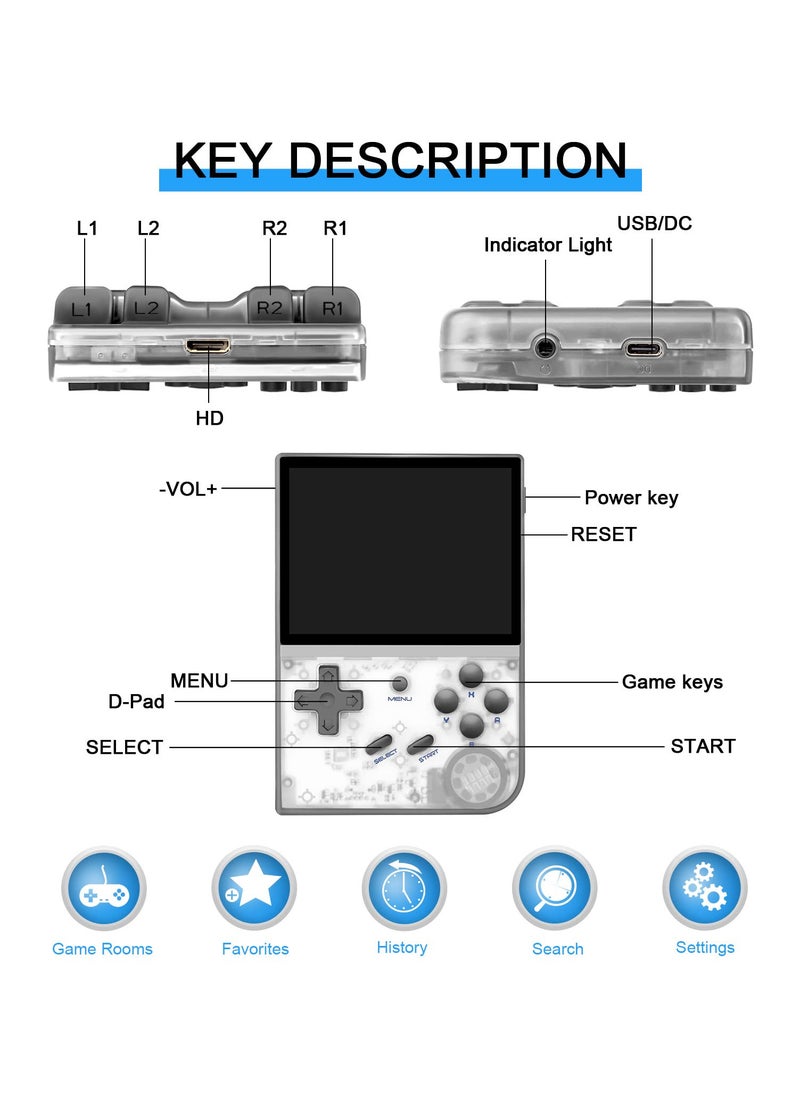 ANBERNIC  - RG35XX Handheld Game Console, 3.5 Inch IPS Screen Linux System Retro Video Games Consoles, Portable Pocket Video Player with 8000+ Games (White, 64G+128G) - Image 1