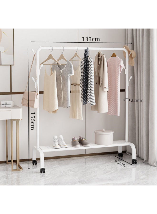 Bold Hanger Floor Drying Rack Household Indoor Folding Vertical Clothes Shelf Simple Wardrobe Storage-Colour:White  Flagship + Iron Plate Length 1.3m  - Image 1
