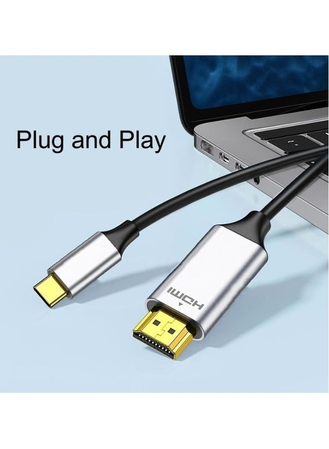كابل SYOSI USB C إلى HDMI، 4K@30Hz كابل Type C إلى HDMI، كابل HDMI بطول 6.6 قدم متوافق مع Thunderbolt 3/4 لهواتف iPhone 15، MacBook، iPad، iMac، هواتف أندرويد، Surface Book والمزيد - Image 2