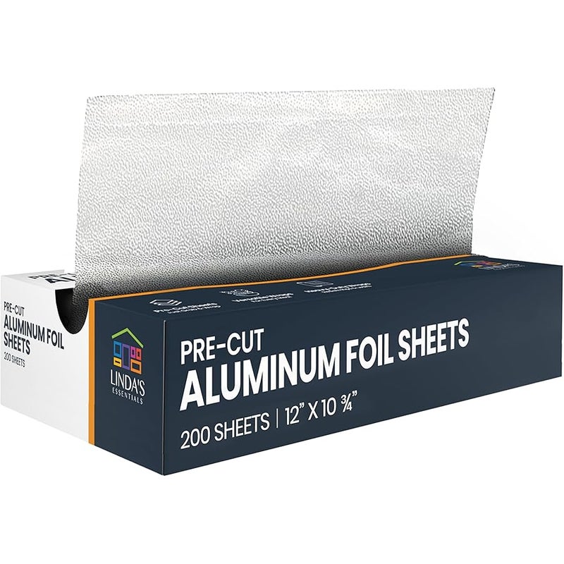 Arabest Pre-Cut Aluminum Foil Sheets 200 Count - Heavy Duty Foil Sheets For Food, 12” x 10.75”, Easy Dispense Packaging, Premium Tear Resistant Aluminum Sheet, Tin Foils Sheet for Cooking, Grilling & Storage - Image 1