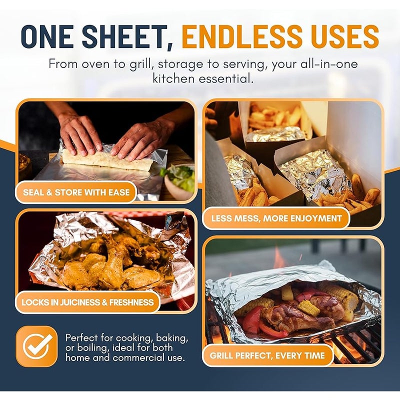Arabest Pre-Cut Aluminum Foil Sheets 200 Count - Heavy Duty Foil Sheets For Food, 12” x 10.75”, Easy Dispense Packaging, Premium Tear Resistant Aluminum Sheet, Tin Foils Sheet for Cooking, Grilling & Storage - Image 4