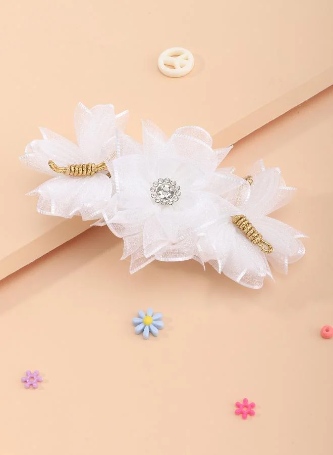 تايك تو Girls White Rhinestone Embellished Hair Clip