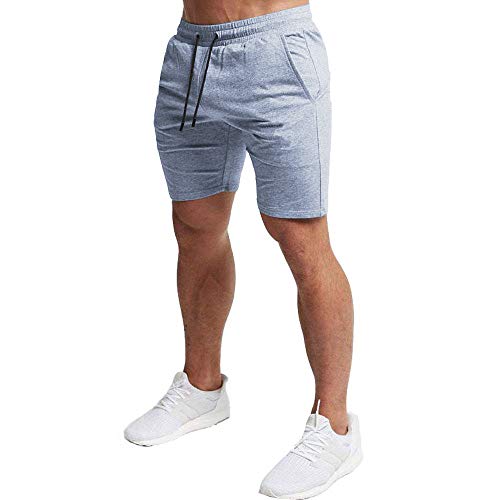 EVERWORTH Men's Casual Training Shorts Gym Workout Fitness Short Bodybuilding Running Jogging Short Pants Gray M Tag XL - Image 1