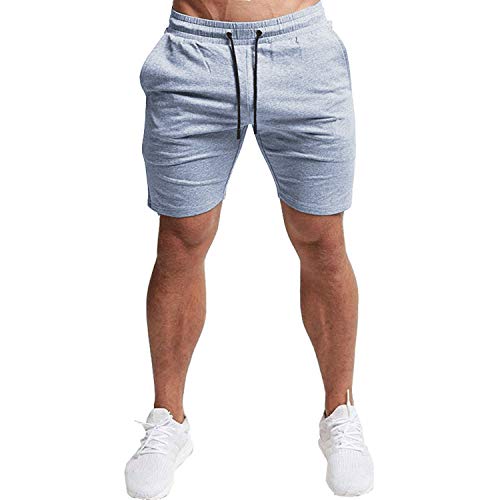 EVERWORTH Men's Casual Training Shorts Gym Workout Fitness Short Bodybuilding Running Jogging Short Pants Gray M Tag XL - Image 2