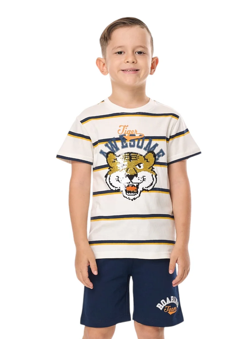 victor and jane Victor and Jane Junior Boys' 2 Piece Sets with Matching Tshirt And Slogan Print Shorts with Elasticated Waist