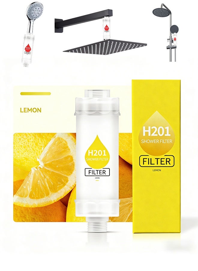 ألونغد فلتر دش فيتامين سي، فلتر رأس الدش لإزالة رواسب الكلور والفلورايد، ينقي الماء بالخرز، يساعد في علاج جفاف الجلد وتساقط الشعر، سهل التركيب بالليمون - Image 1