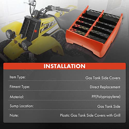 A-Premium Orange Plastic Gas Tank Side Covers with Grill Compatible with Yamaha Banshee 350 1987-2006 2-PC Set - Image 2