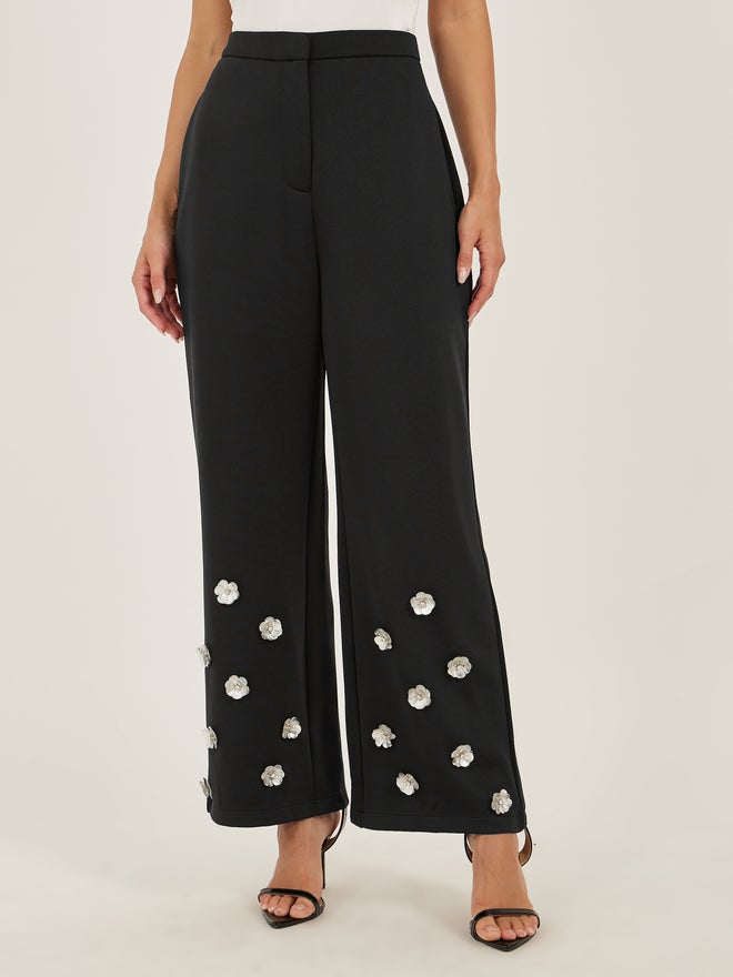 Styli Styli Black Embellishments Wide Leg Pants  - Image 2